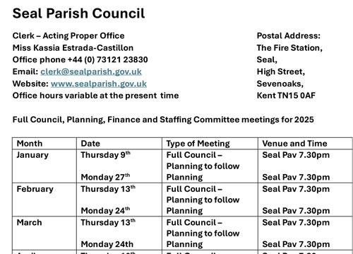 Seal parish council meeting dates poster